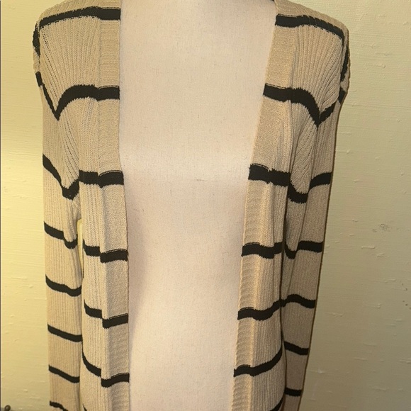 Cream Striped Open Cardigan - Picture 6 of 8